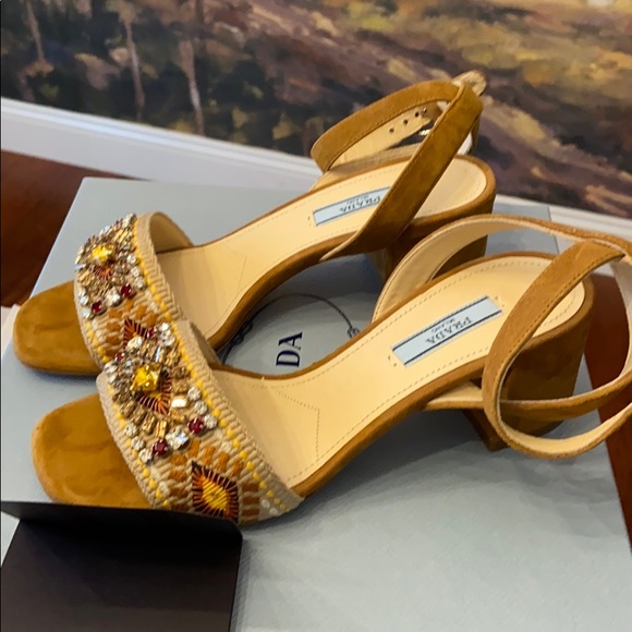 BNWT Authentic Prada Embellished Strap Heel Sandal - Picture 7 of 16